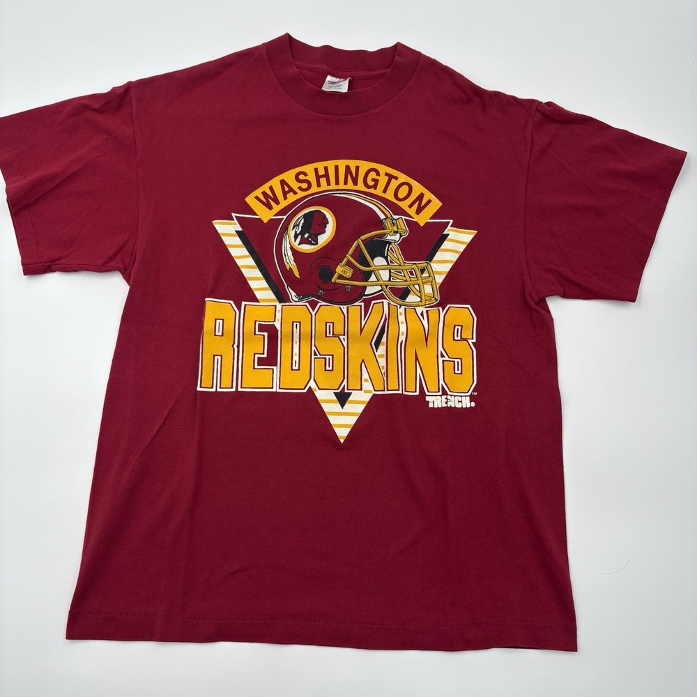 Vintage 90s Washington Redskins Trench T-Shirt Mens L Made in USA Football